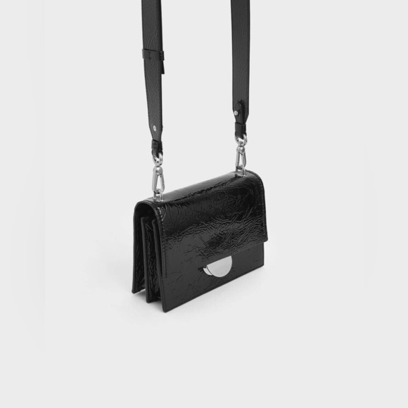 Charles & Keith Round Metal Accent Wrinkled Patent Bag - Picture 5 of 10